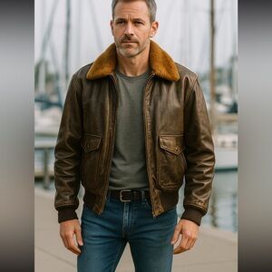 Vintage 90s authentic Fabiani flight jacket size L 100% tanned hides leather